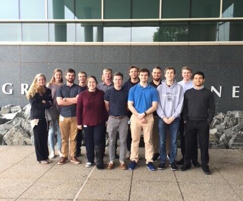 photo of Great River Energy interns in front of building